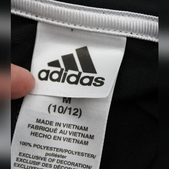 Adidas Boys Youth M (10/12) Black Track Jacket 3-Stripes Full Zip - Picture 5 of 6